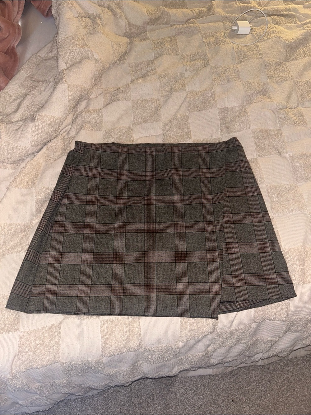 Old Navy Plaid Mini Skirt in Gray and Brown
